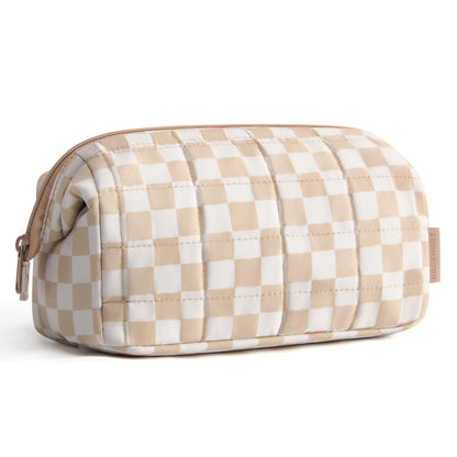 BAGSMART Makeup Bag Travel Toiletry Bag, Wide-open Zipper Pouch, Greige