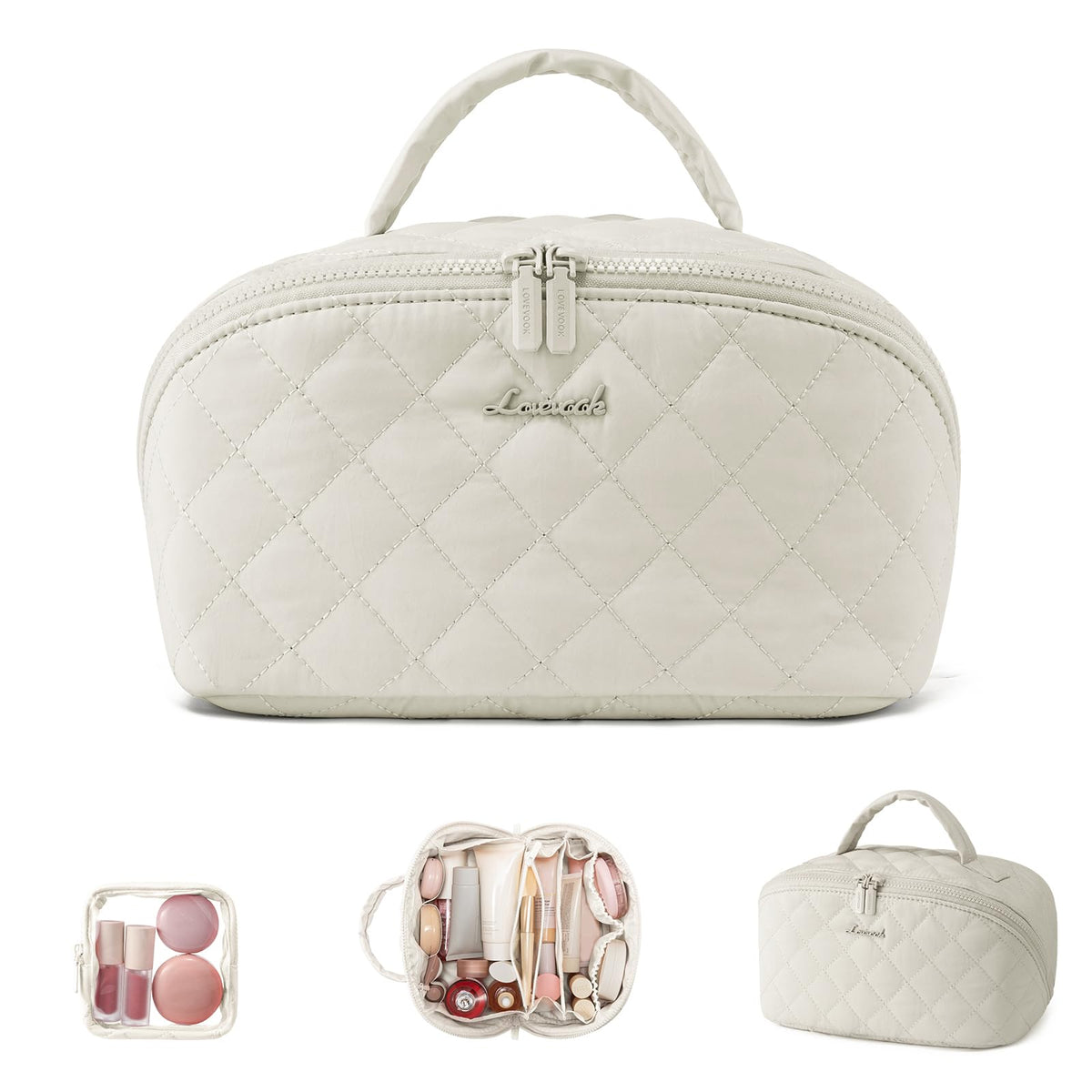 LOVEVOOK Travel Makeup Bag for Women With Mirror, Small Toiletry Bag