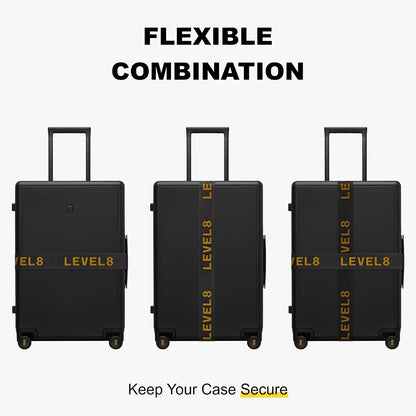 LEVEL8 Luggage Straps Suitcase Belt Buckle Straps Add-A-Bag Travel Accessories, Heavy Duty Strap, 2-Pack, Black
