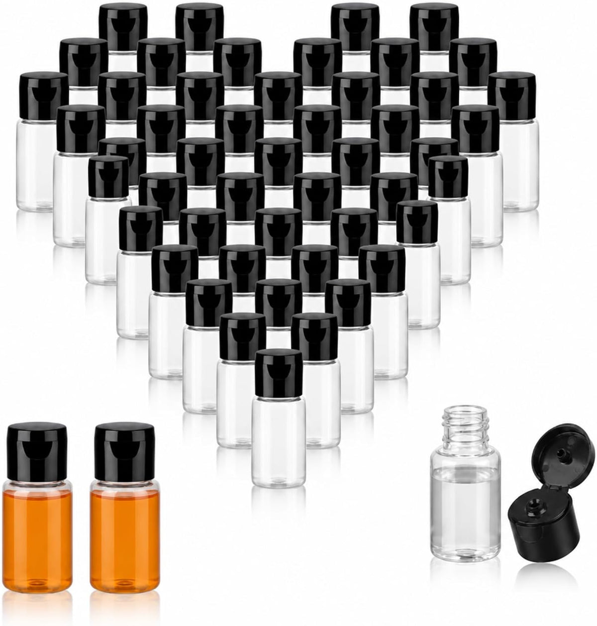 100 Pcs 15 ml/0.5 oz Small Travel Bottles with Flip Cap Leak-proof