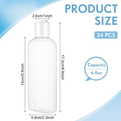 Domensi 24 Pcs Plastic Travel Bottles for Toiletries, 6.8oz, White