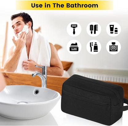 Men's Toiletry Bag, Travel Toiletry Organizer Kit Water-resistant Shaving Bag for Toiletries Accessories, Door Room Essentials, Black-medium (Black)