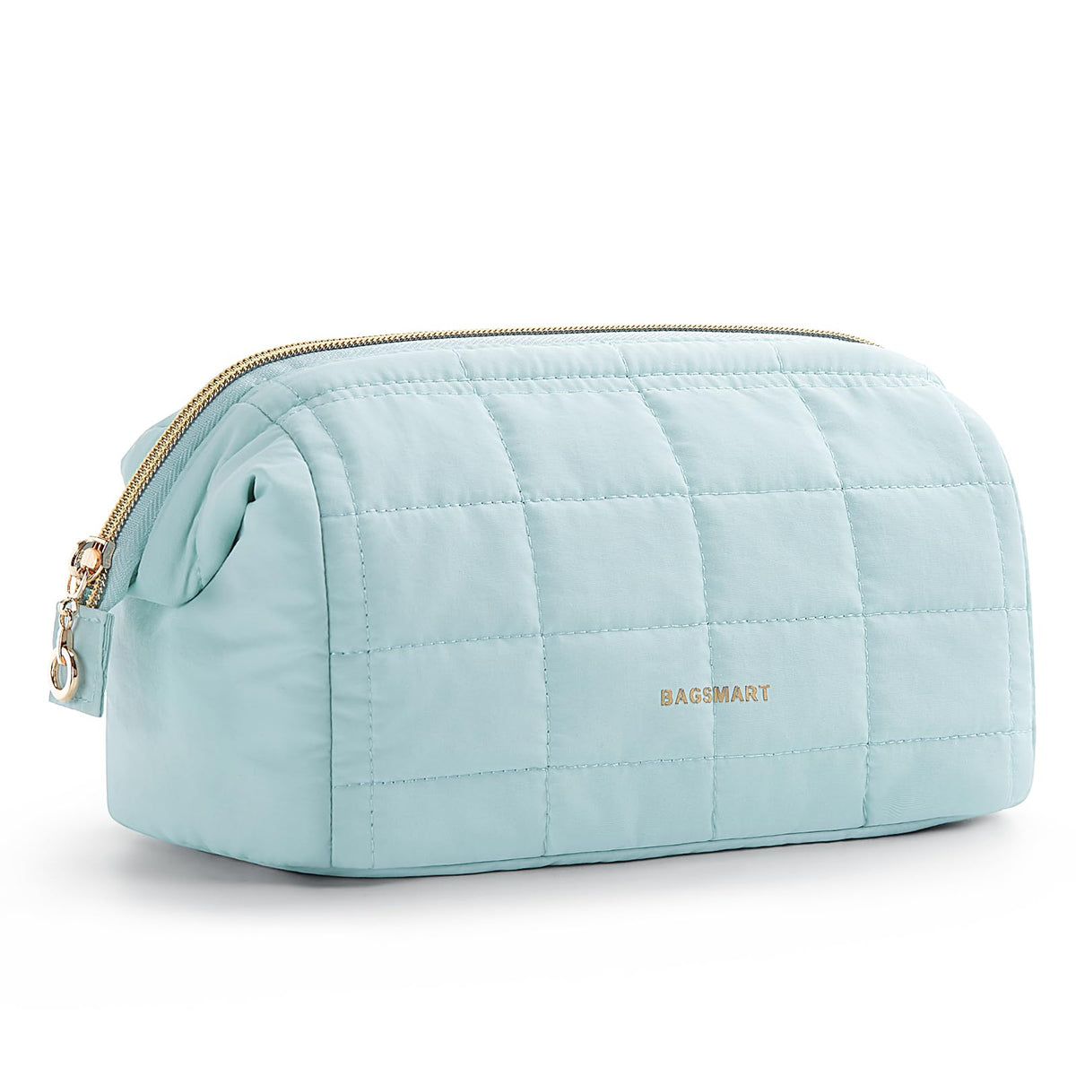 BAGSMART Makeup Bag Travel Toiletry Bag, Wide-open Zipper Pouch, Greige