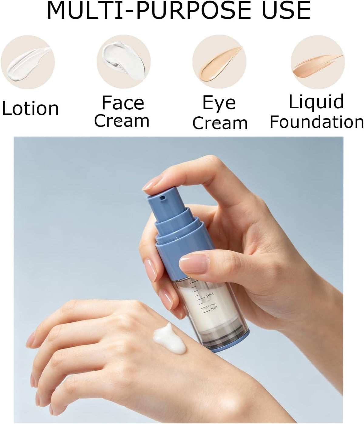 Travel Size Airless Pump Bottles 0.5oz/15ml, 5-Pack