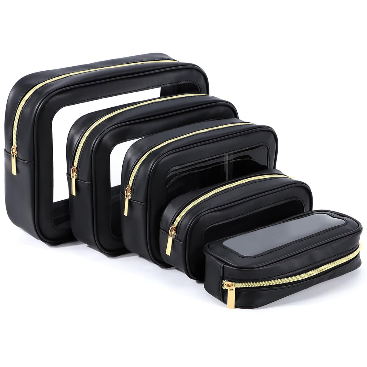YOPCDJ 5PCS Diaper Bag Organizer Pouch Set, TSA Approved Toiletry Bag，Clear Waterproof TPU Makeup Bag Set Travel Organizer Bags for Women and Kids