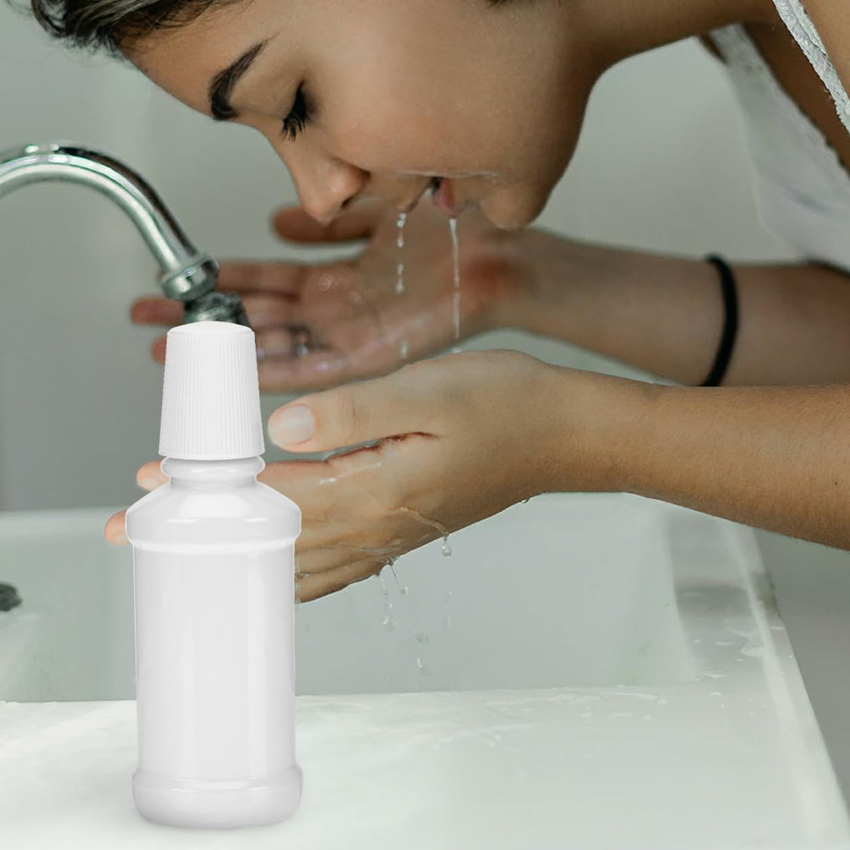 NOLITOY 6 Pack Empty Mouthwash Bottle Containers Travel Refillable Flat Mouthwash Bottle for Oral Care Pet Portable 6.29 X 2.67 X 1.49 in for Liquids