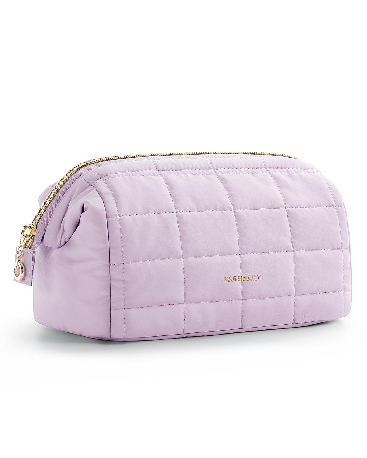 BAGSMART Makeup Bag Travel Toiletry Bag, Wide-open Zipper Pouch, Greige