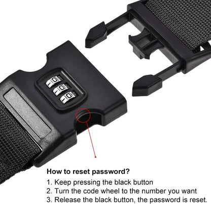 uxcell Luggage Straps Suitcase Belts with Buckle, Combination Lock, Adjustable Travel Packing Accessories