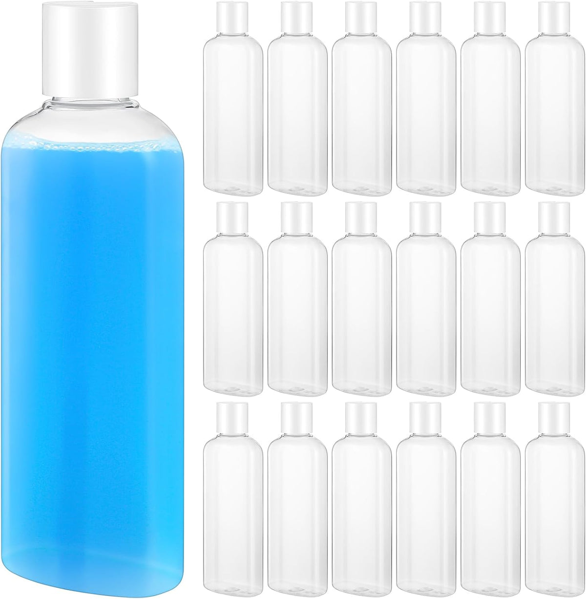Domensi 24 Pcs Plastic Travel Bottles for Toiletries, 6.8oz, White
