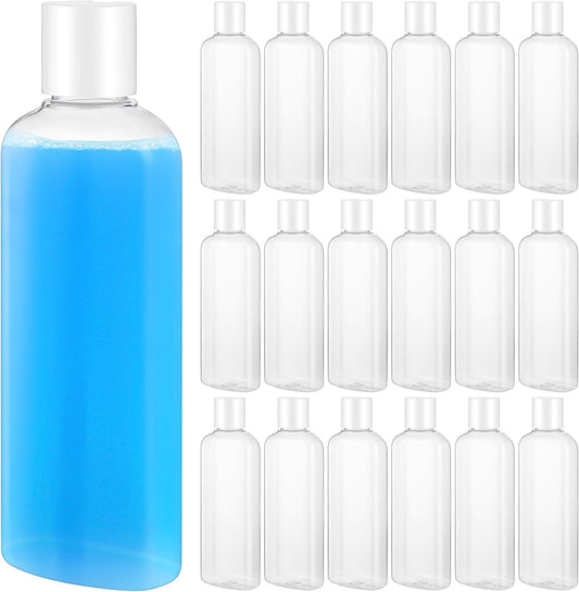 Domensi 24 Pcs Plastic Travel Bottles for Toiletries, 6.8oz, White