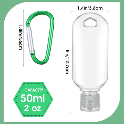 50 Pcs Traveling Bottles with Keychain 2oz Clear Keychain Bottle Plastic Keychains Empty Refillable Liquid Packing Container Squeeze Plastic Bottle with Lid for Liquid Cream (Rectangle)