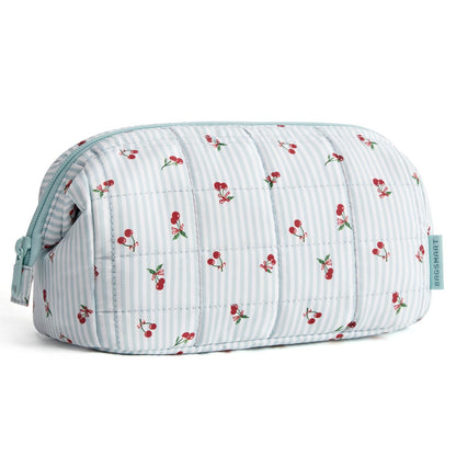 BAGSMART Makeup Bag Travel Toiletry Bag, Wide-open Zipper Pouch, Greige