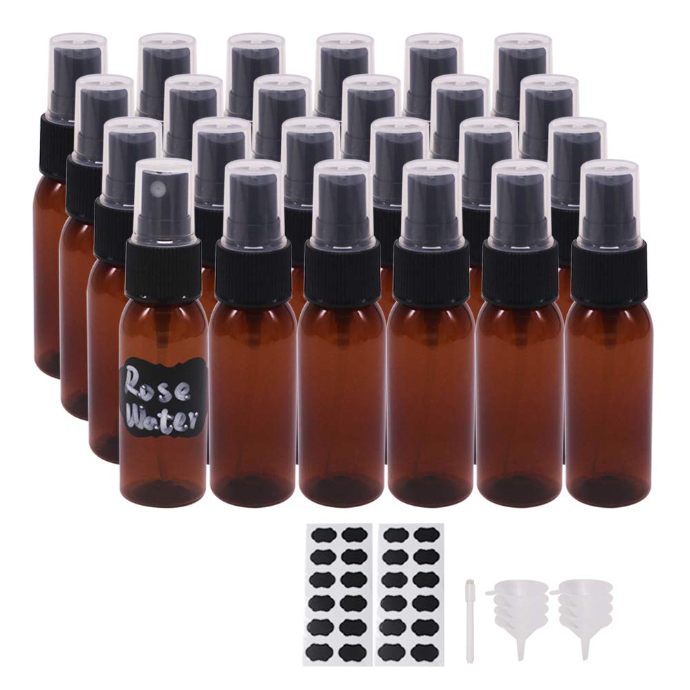 24 Pack 2oz Amber Plastic Spray Bottles For Essential Oils, Perfumes