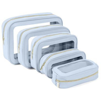 YOPCDJ 5PCS Diaper Bag Organizer Pouch Set, TSA Approved Toiletry Bag，Clear Waterproof TPU Makeup Bag Set Travel Organizer Bags for Women and Kids