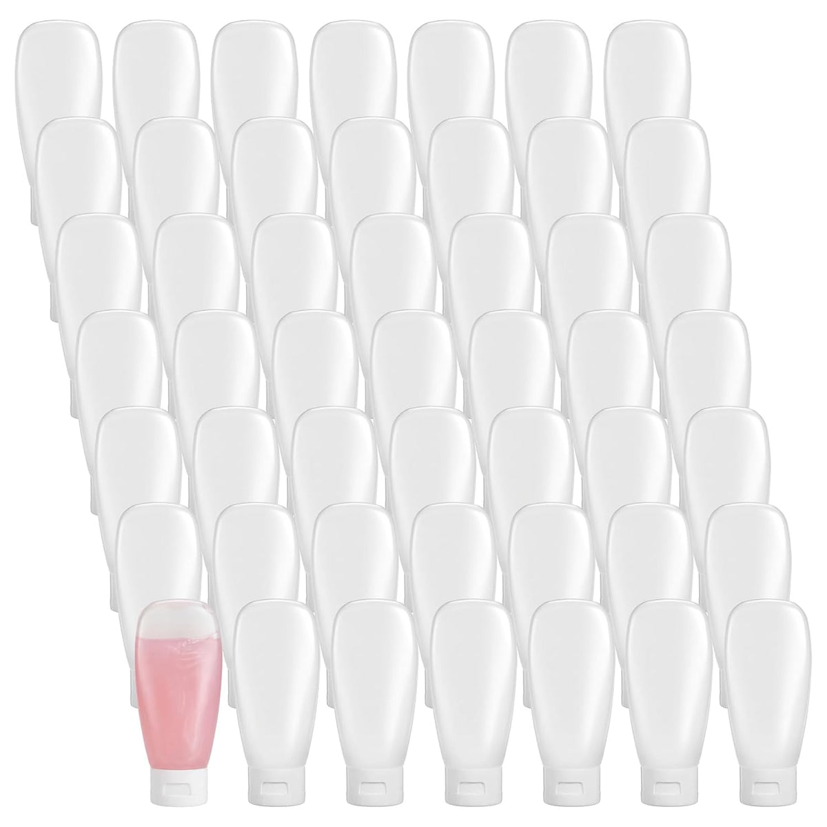50 Pcs 2oz Plastic Squeeze Tubes, Travel Bottles for Toiletries 2 oz Plastic Refillable Cosmetic Squeeze Bottles Leak Proof Travel Size for Shampoo Conditioner Lotion