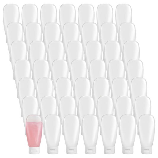 50 Pcs 2oz Plastic Squeeze Tubes, Travel Bottles for Toiletries 2 oz Plastic Refillable Cosmetic Squeeze Bottles Leak Proof Travel Size for Shampoo Conditioner Lotion