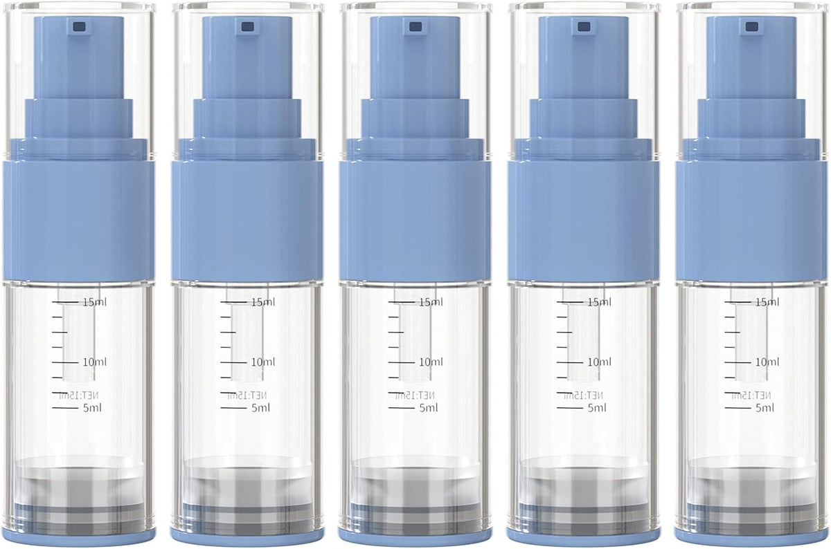 Travel Size Airless Pump Bottles 0.5oz/15ml, 5-Pack