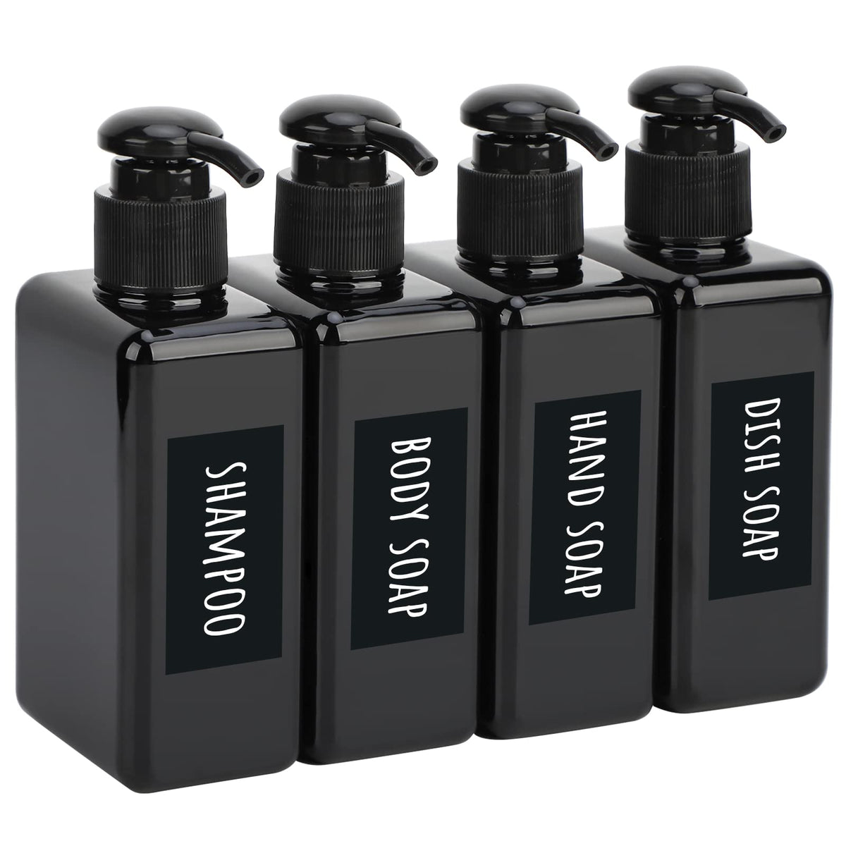 Segbeauty Shampoo Bottles, 3pcs 16.9oz Empty Refillable Pump Dispenser with Labels, 500ml Plastic Reusable Press Lotion Containers for Bathroom Hotel Liquid Soap Body Wash Hand Soap Conditioner Clear