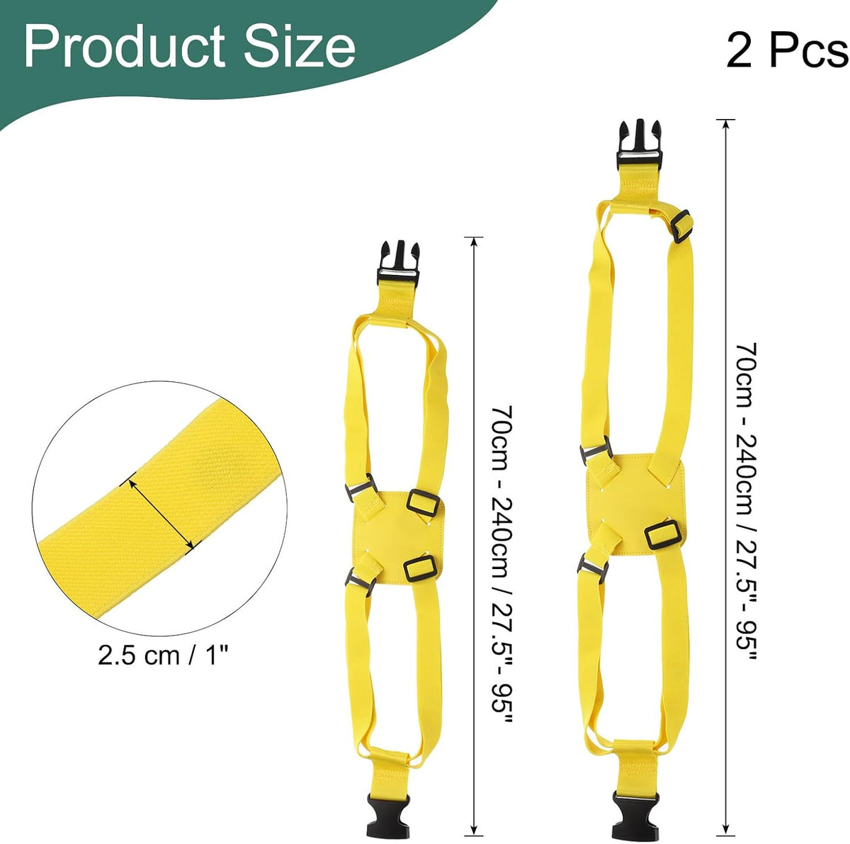 uxcell 2 Pcs Luggage Straps Bungees Adjustable Luggage Strap Buckle Carry Bag Elastic Suitcase Strap Belt Airport Travel Accessories for Travel Baggage Handbag Add Bag, Yellow