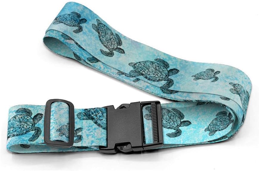 WIRESTER Set of 2 Adjustable Luggage Straps With Buckle, Travel Secure Belt for Suitcase Baggage, Luggage Accessories - Ocean Sea Turtle