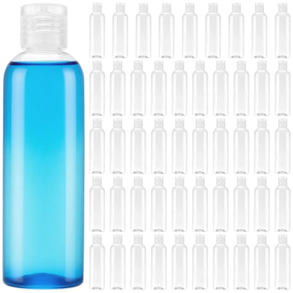 MOUYAT 50 Pack 4oz Clear Plastic Flip Cap Bottles, 120ml Empty Small Squeeze Travel Size Bottles, Mini Refillable Flip Cap Travel Size Sample Containers for Lotion, Cream and Toiletries