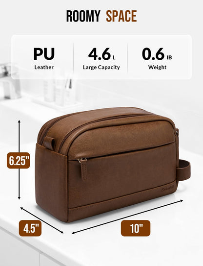 PU Leather Toiletry Bag for Men, Brown