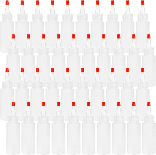 Bekith 40 Pack 2 oz Plastic Squeeze Condiment Bottles with Red Tip Caps, Small Empty Refillable Bottles for Icing, Cookie Decorating, Sauces, Condiments, Arts, Crafts