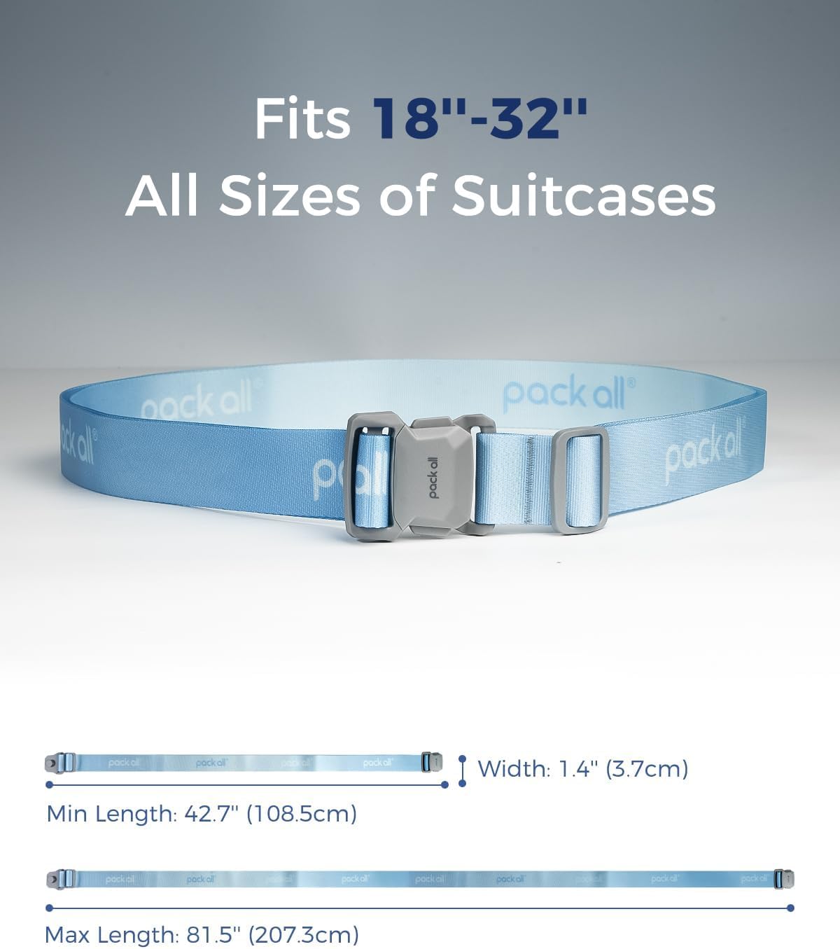 pack all Magnetic Quick-Release Luggage Strap, Fits 18-32 Inch Suitcases