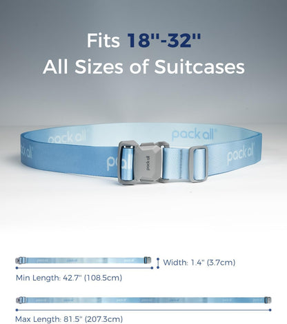 pack all Magnetic Quick-Release Luggage Strap, Fits 18-32 Inch Suitcases
