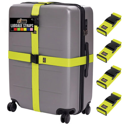 GORILLA GRIP Heavy Duty Luggage Straps for Suitcase, 4 Pack, Blue