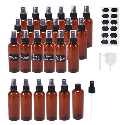 24 Pack 2oz Amber Plastic Spray Bottles For Essential Oils, Perfumes