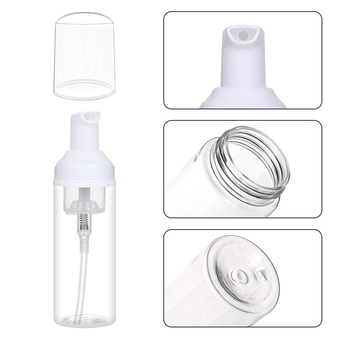 ROMROC 24PCS Travel Foam Pump Bottle Dispenser 2oz/60ml Lash Shampoo Bottle