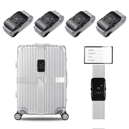 Veki Cross Luggage Straps Set TSA Approved with Lock, Black*2pcs