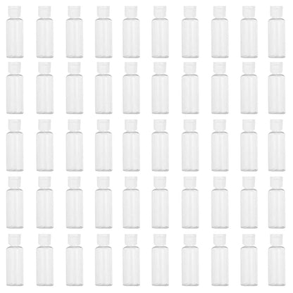 50 Pack 1.7oz/50ml Travel Plastic Empty Bottles Mini Hand Sanitizer Bulk Travel Size with Flip Cap, Squeezable Refillable Container for Cosmetic Baby Shower Birthday Wedding Party Favor (50PC-CLEAR)