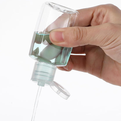 100 Pcs 30 ml/1 oz Travel Bottles with 10 Funnels, Mini Clear Plastic Empty Bottle with Flip Cap Portable Refillable Containers for Shampoo, Shower Gel, Lotion, Emulsion, Foundation