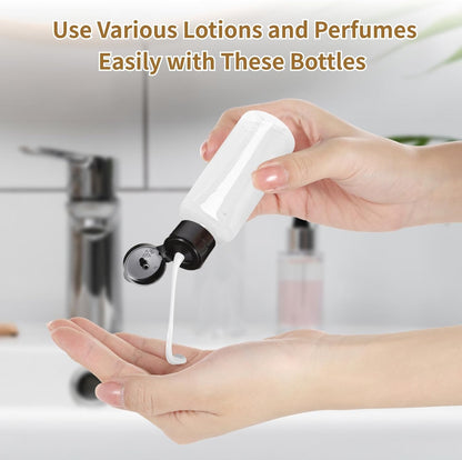 Lnrueg 100 PCS 1OZ Travel Bottles with Flip Cap - 30 ml Clear Plastic Travel Size Containers, Portable Leak Proof Squeeze Bottles Refillable Empty Cosmetic Containers for Liquid Shampoo Lotion, Black