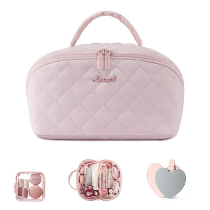 LOVEVOOK Travel Makeup Bag for Women With Mirror, Small Toiletry Bag
