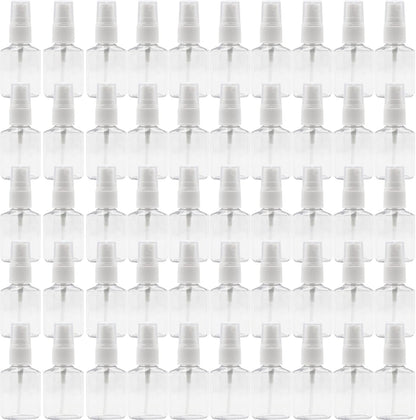 50 Pack 1 oz/30ml Empty Mini Clear Plastic Spray Bottles With Lid Fine Mist Travel Size Bottle Refillable Liquid Containers for Cosmetics,Perfumes，Sample，Eyeglass Cleaner,30pwbj
