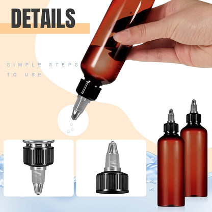 Barydat 24 Pcs 3 oz Squeeze Applicator Bottles for Hair Oiling, Amber