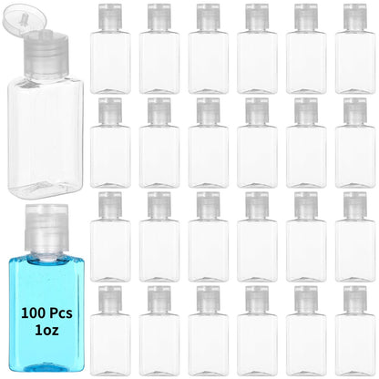 Lnrueg 100 PCS 1OZ Travel Bottles with Flip Cap - 30 ml Clear Plastic Travel Size Containers, Portable Leak Proof Squeeze Bottles Refillable Empty Cosmetic Containers for Liquid Shampoo Lotion, Black