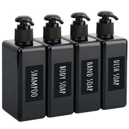 Segbeauty Shampoo Bottles, 3pcs 16.9oz Empty Refillable Pump Dispenser with Labels, 500ml Plastic Reusable Press Lotion Containers for Bathroom Hotel Liquid Soap Body Wash Hand Soap Conditioner Clear