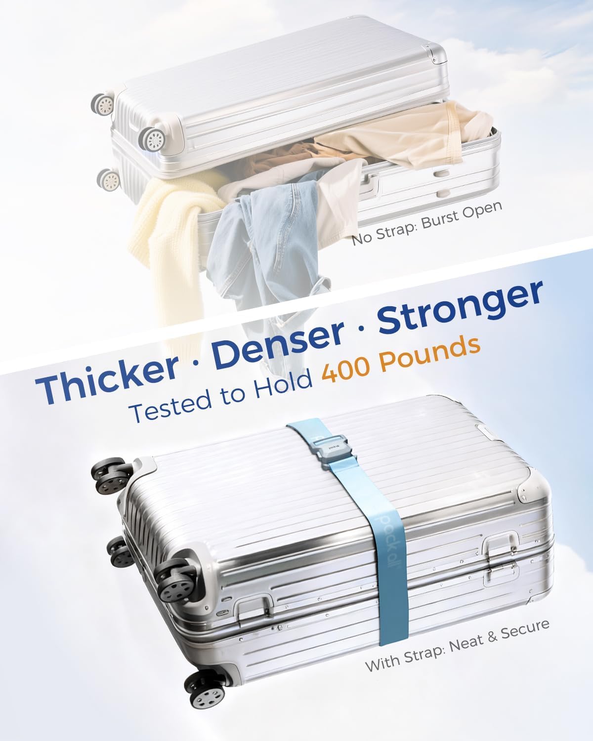 pack all Magnetic Quick-Release Luggage Strap, Fits 18-32 Inch Suitcases