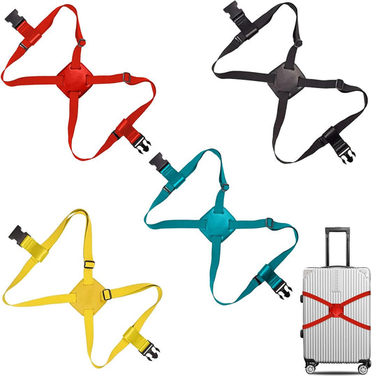 Luggage Straps, Elastic Travel Straps for Securing Luggage, Suitcase & Bag Organizer, Adjustable Hold-Down Straps for Travel Accessories, Carry-On, Checked Bags, Ideal for Travelers (4PCS)