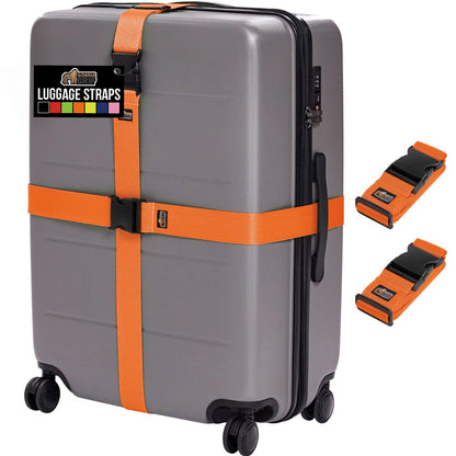 GORILLA GRIP Heavy Duty Luggage Straps for Suitcase, 4 Pack, Blue
