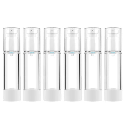 LONGWAY 3.4 Oz 100ml Clear Airless Cosmetic Cream Pump Bottle Travel Size Dispenser Refillable Containers for Shampoo, Foundation, Lotion (Pack of 6)