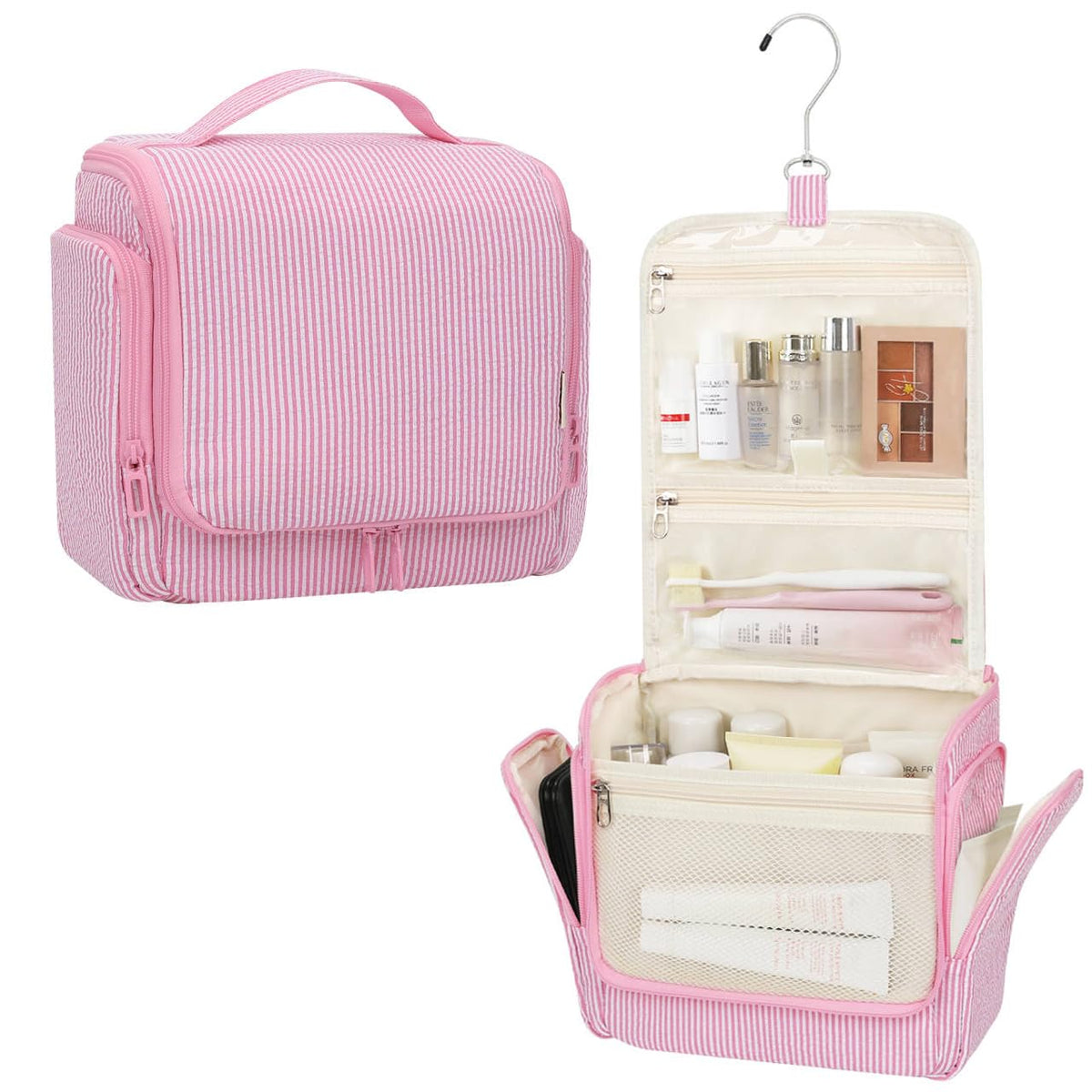 Relavel Hanging Toiletry Bag for Women, Travel Makeup Organizer Bag, Floral