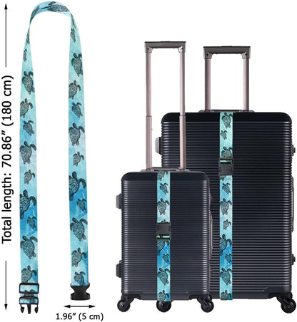 WIRESTER Set of 2 Adjustable Luggage Straps With Buckle, Travel Secure Belt for Suitcase Baggage, Luggage Accessories - Ocean Sea Turtle