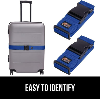 GORILLA GRIP Heavy Duty Luggage Straps for Suitcase, 4 Pack, Blue