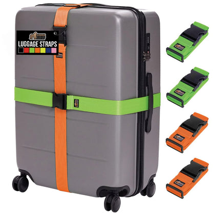 GORILLA GRIP Heavy Duty Luggage Straps for Suitcase, 4 Pack, Blue