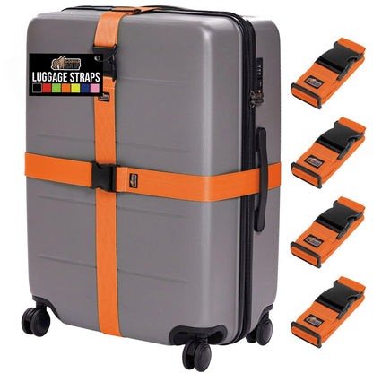 GORILLA GRIP Heavy Duty Luggage Straps for Suitcase, 4 Pack, Blue